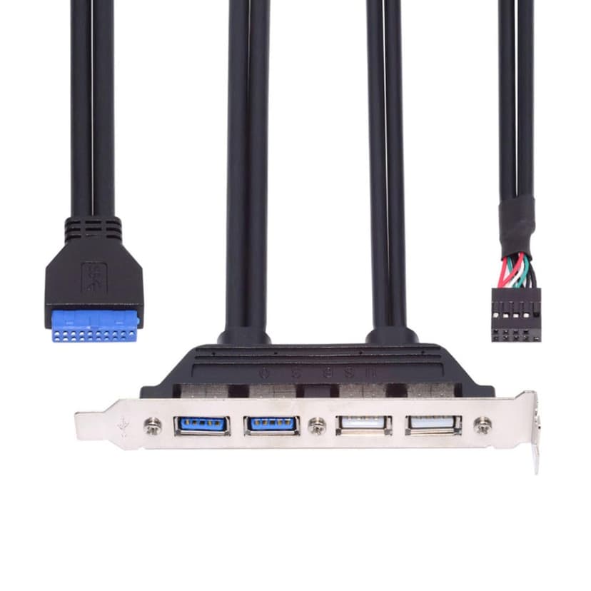 ChenYang USB Front Panel Header 9/10Pin & 19/20Pin to 2 USB 2.0 & 2 USB 3.0 Female Chassis Back Panel Port Extension Cable 0.5M with 12cm PCI-E Slot Bracket - 8