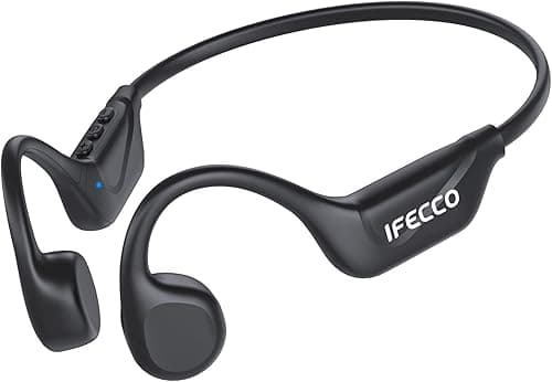 IFECCO Casque Conduction Osseuse Bluetooth 5.4 - Écouteur Conduction Osseuse Oreilles Ouvertes avec Micro,IPX5 Étanche Ecouteurs Osseux pour Cyclisme,Course à Pied Sport