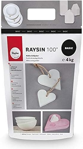 Rayher 34409102 Poudre à mouler Raysin 100, blanc, pour objets de petite taille, 1 sachet, 4 Kg, neutre alimentaire, inodore, art créatif de moulage, anniversaires d’enfants, 32 x 26 x 13 cm