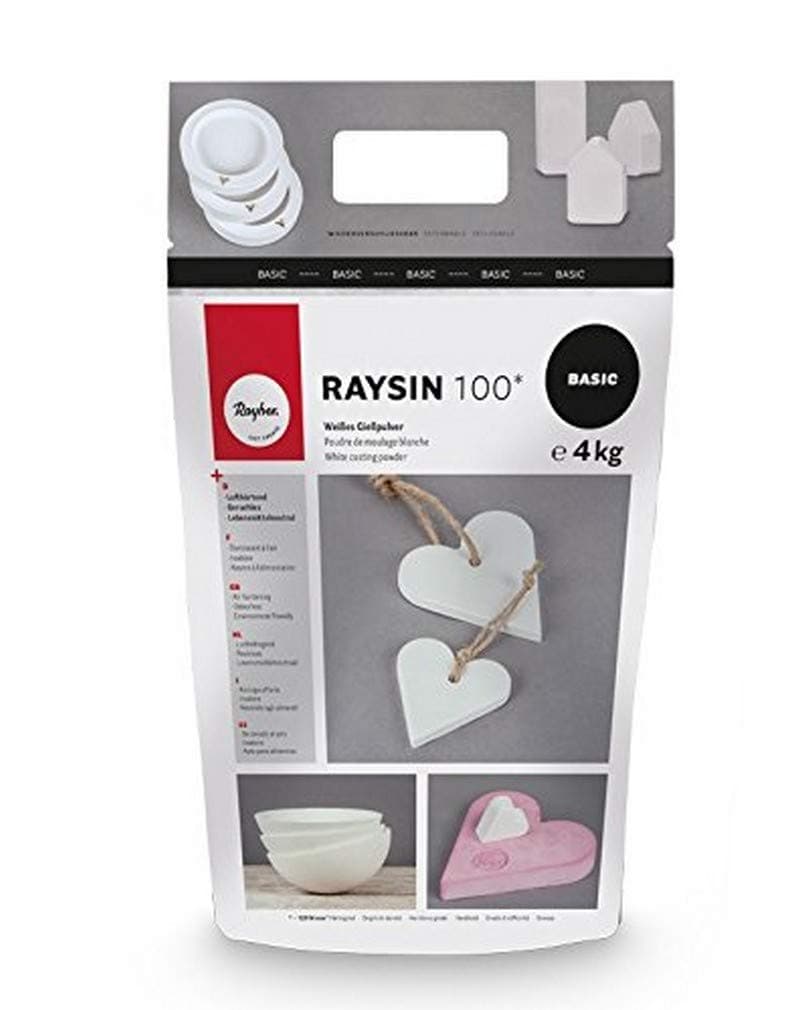 Rayher Raysin 100 34409102 Poudre de coulée, 4 kg, Masse de coulée blanche, poudre de moulage en relief, durcissant à l'air et inodore