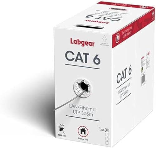 Labgear Cat 6 Ethernet Cable 305m, 100% Pure Copper, Interior Internet Cable, 23AWG UTP 305m, High Speed LAN Ethernet Network Cable, Frequency 250MHz & 500MHz, 4 Twisted Pairs