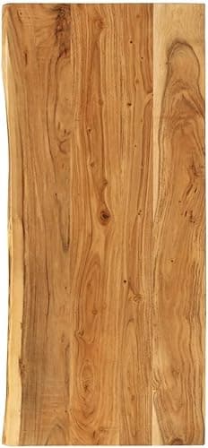 vidaXL Solid Acacia Wood Bathroom Vanity Top Wooden Sink Accessory Countertop Worktop Vanity Top Tabletop Replacement with Live Edge