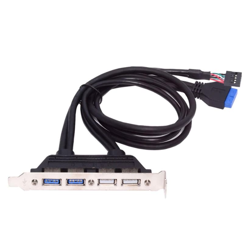 ChenYang USB Front Panel Header 9/10Pin & 19/20Pin to 2 USB 2.0 & 2 USB 3.0 Female Chassis Back Panel Port Extension Cable 0.5M with 12cm PCI-E Slot Bracket - 9