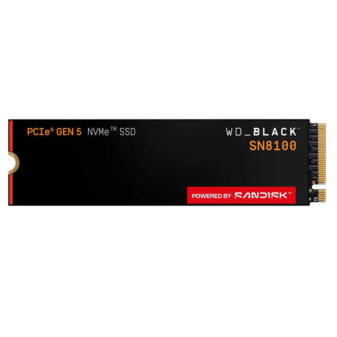 WD_BLACK SN8100 PCIe Gen 5 NVMe SSD 2TB (Up to 14,900MB/s read, 11,000MB/s write speeds, Next Gen TLC 3D CBA NAND, Up to 1,200TBW, Best for AI Applications, Gaming, Video Editing) POWERED BY SANDISK
