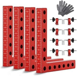 Bloc de Positionnement à 90 Degrés, 14 cm Pince à Angle Droit Serre Joint Angle Droit Aluminium Equerre de Positionnemen avec 4 paires de clips Outillage Bois pour Cadres Photo - 4 Ensembles - 1