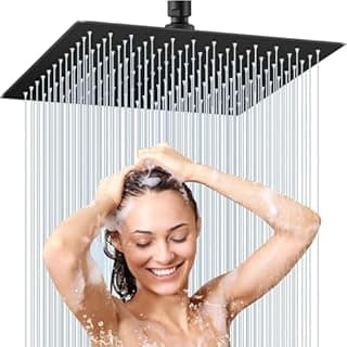 Tete de douche Pluie Carré en Acier Inox 30CM - Haute Pression Pommeau Douche, Économiseur d'Eau, Anti-Calcaire, 324 Buses Silicone, Rotation 360°, Installation Facile, Finition Chrome - 1