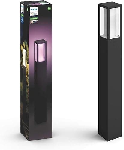 Philips Hue White & Color Ambiance Lampadaire Exérieur IMPRESS Aluminium Noir, fonctionne avec Alexa, Google Assistant et Apple Homekit