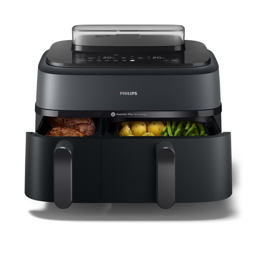 Philips Airfryer Série 5000 - Air Fryer double panier avec cuisson vapeur, 9L, RapidAir, 19 modes de cuisson, jusqu'à 90% de matières grasses en moins, AirSteam, nettoyage vapeur, HomeID (NA550/00) - 1