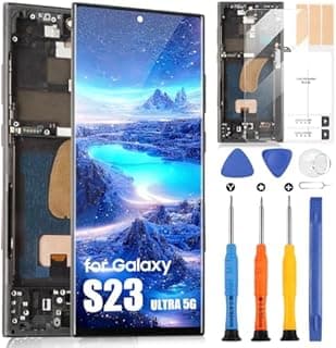 Incell Écran pour Samsung S23 Ultra 5G LCD Ecran pour Galaxy S23 Ultra 5G SM-S918U Écran Tactile Digitizer Assembly + Réparation Kit (Noir avec Cadre, US Version, Not Support Empreintes Digitales)
