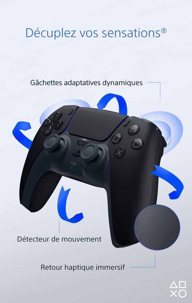 Sony, Manette PlayStation 5 Officielle DualSense, Sans Fil, avec Retour Haptique & Gâchettes Adaptatives, Micro Intégré, Batterie Rechargeable, Compatible PS5/PC, Couleur : Midnight Black - 3