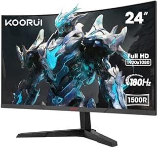 KOORUI 24'' Ecran PC Gamer Incurvé, 180Hz 1ms FHD PC Moniteur Gaming 1500R, Adaptive Sync VESA 100x100mm, Inclinaison réglable, HDMI2.0/DP1.2 - 1