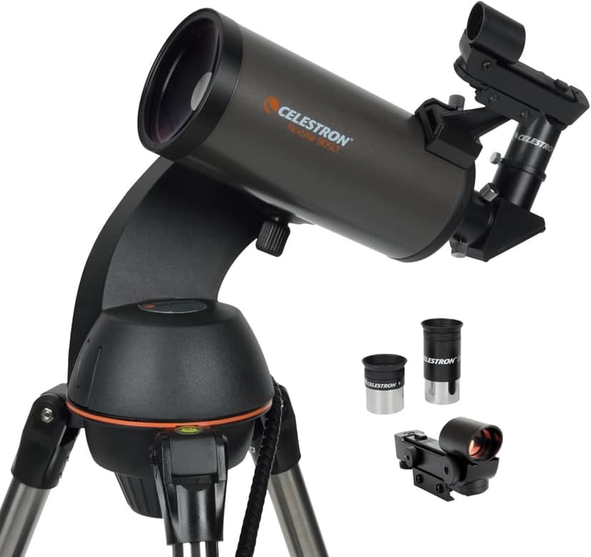Celestron 22087 NexStar 90SLT-Mak Telescopio Maksutov-Cassegrain portatile computerizzato con montatura a forcella a sgancio rapido, software Starry Night Special Edition, grigio - 1