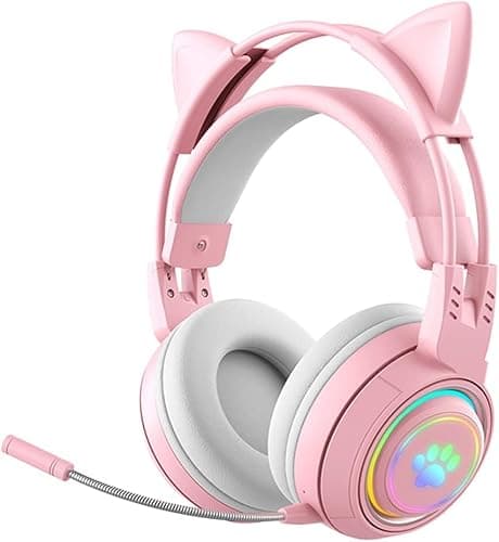 RGB Cat Ear Headphones,Bluetooth 5.3 Stereo Gaming Headse…
