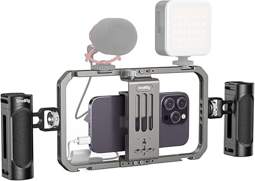 SMALLRIG All-in-One Mobile Phone Video Editing Kits for Video Makers Portable Aluminum Stabilizer for iPhone 17/16/15/14/13 Pro/Max and Other Android Phones - 4121
