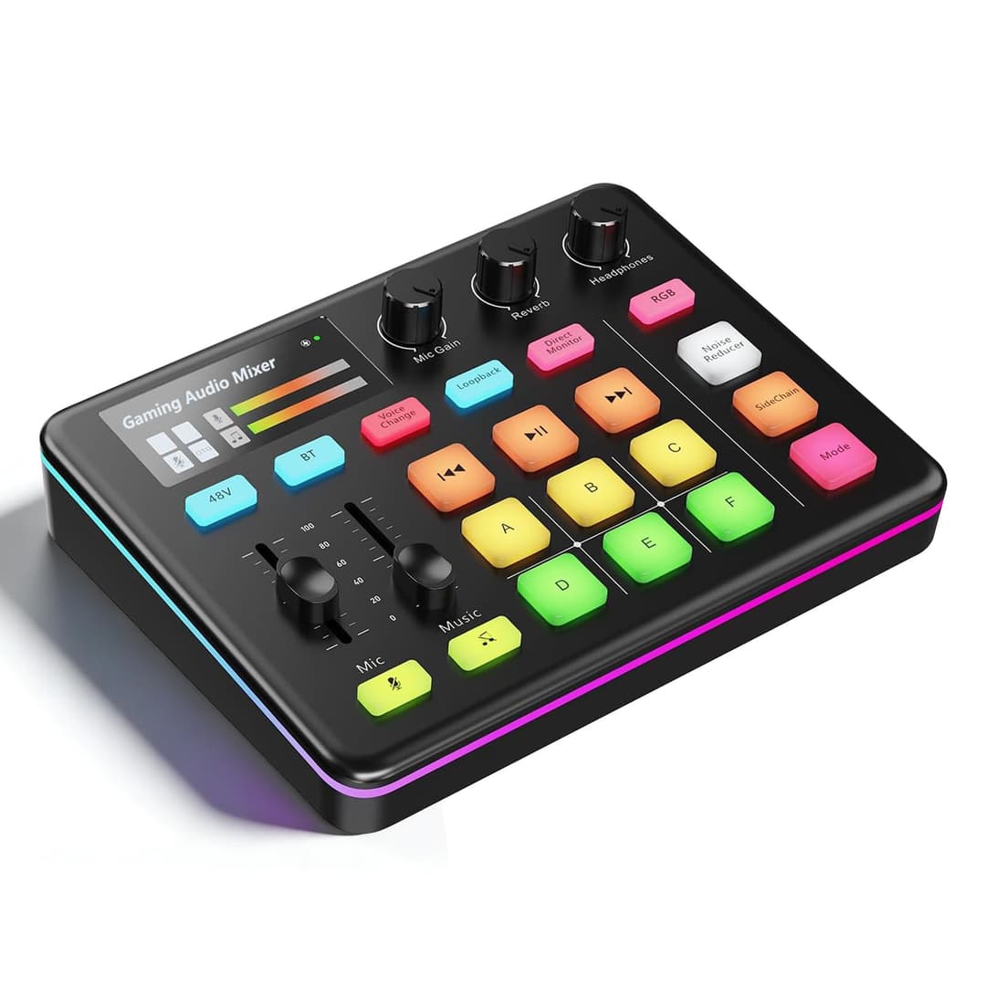 G1 Neo Audio Mixer, Gaming Audio Mixer, RGB Sound Card fo…