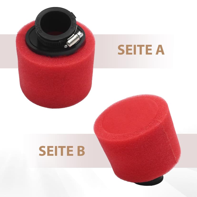 Ollanoos 35mm Air Filter Foam Cleaner, Arc Air Filter Compatible with 50cc 70cc 90cc 110cc 125cc 150cc Dirt Bikes, ATVs, Go Karts and Scooters (Red) - 5