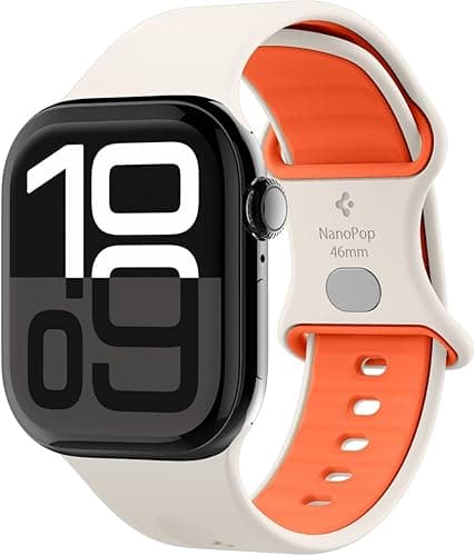 Spigen Nano Pop Bracelet en Silicone Compatible avec Apple Watch Ultra 3/2/1 49mm, Series 11/10 46mm, Series 9/8/7 45mm, 44mm - Orange Beige