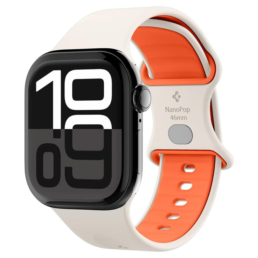 Spigen Nano Pop Bracelet en Silicone Compatible avec Apple Watch Ultra 3/2/1 49mm, Series 11/10 46mm, Series 9/8/7 45mm, 44mm - Orange Beige - 1