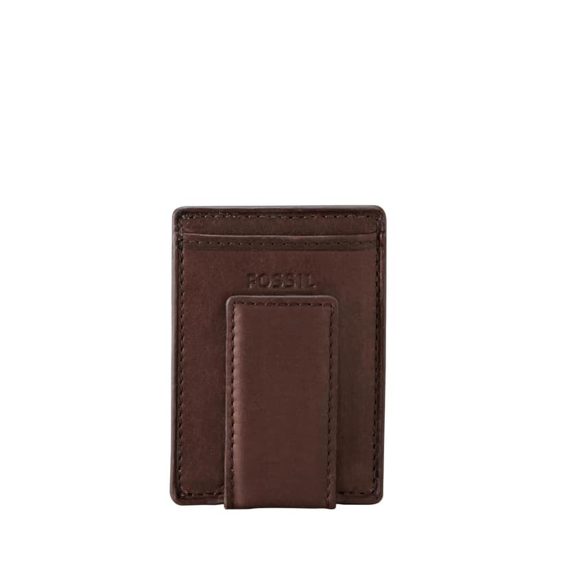 Fossil Men's Ingram Leather Magnetic Card Case Wallet - Brown - One size - 1