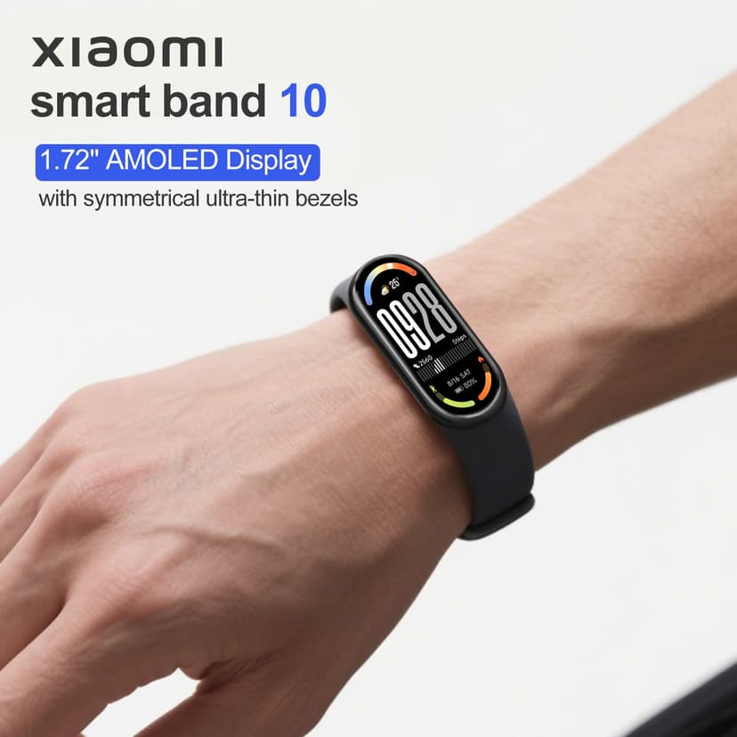 Xiaomi Smart Band 10 - Autonomie jusqu'à 21 Jours, écran 1,72", AMOLED avec taux de rafraîchissement de 60 Hz, Sommeil, Stress, SpO2, Moniteur de fréquence Cardiaque, 5 ATM, Mi Fitness, Noir - 2