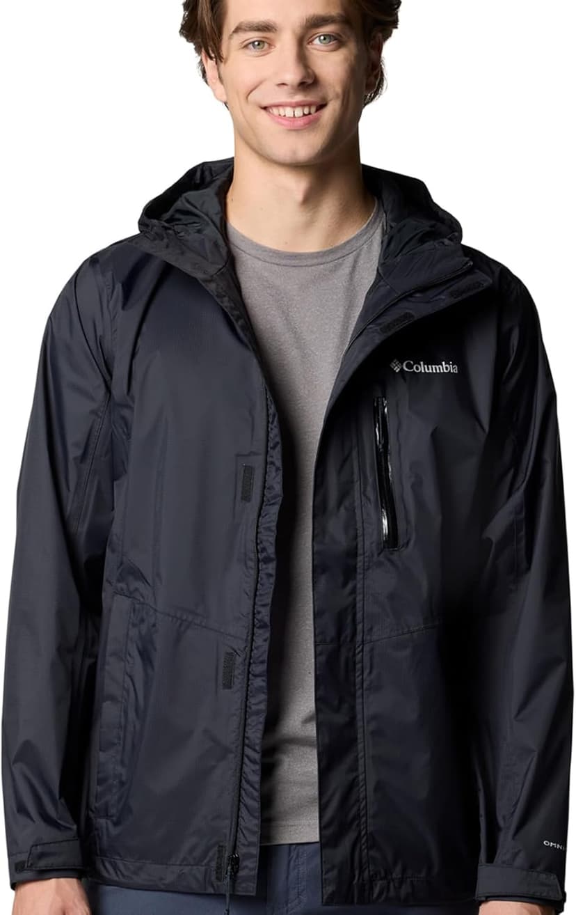 Columbia Men's Pouring Adventure Jacket, Waterproof Rain Jacket, Black, Size L - 1