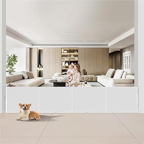 Extendable Baby Safety Gate, Safety Barrier for Children and Dogs, 0-500 cm Retractable Fences for Stairs and Hallways, Indoor and Outdoor