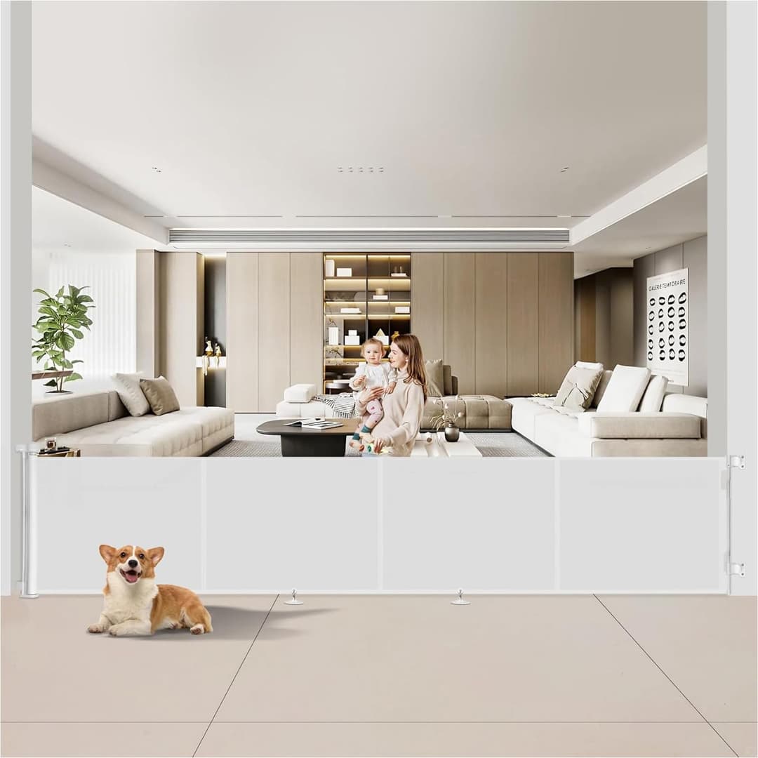 Extendable Baby Safety Gate, Safety Barrier for Children and Dogs, 0-500 cm Retractable Fences for Stairs and Hallways, Indoor and Outdoor