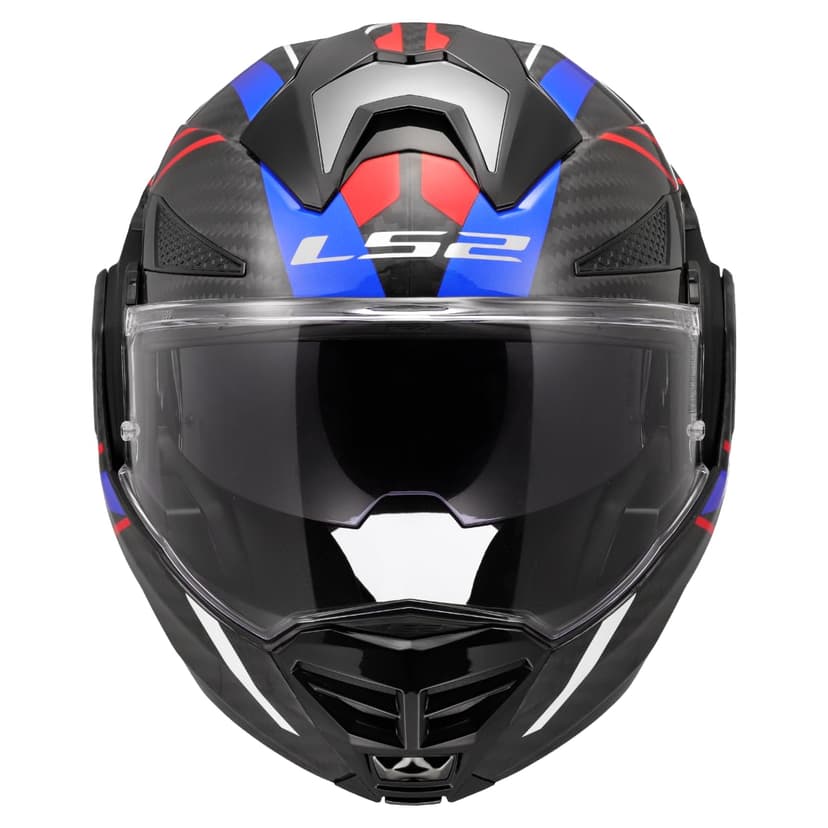 LS2 FF901 Advant X Carbon Black Modular 180° Flip Front Dual Visor Full Face Motorbike Helmet Sport. ECE 22.06 Certified. Pinlock and Backpack Carry Bag - FUTURE II - WHITE BLUE RED - L - 2