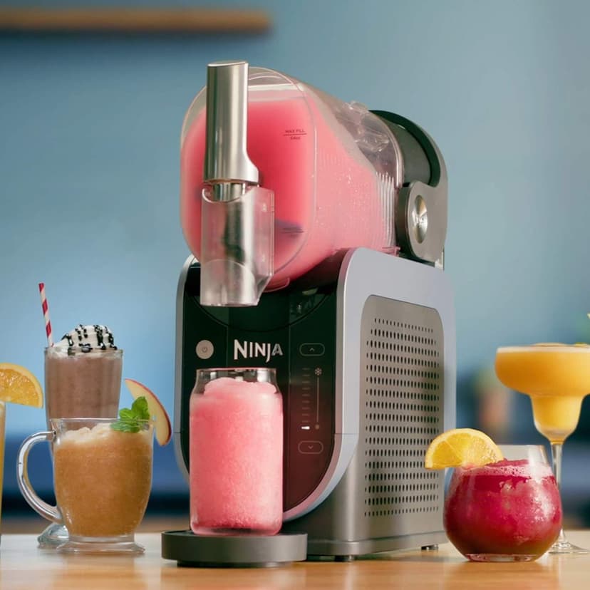 Ninja SLUSHi Ice Drink Maker, Make Slush, Frozen Cocktails, Frappé, Milkshakes and Ice Fruit Juice, No Ice Cream or Preparation Required, WhisperChill Technology, 1.9L Capacity, Blue and Grey FS301EU - 2