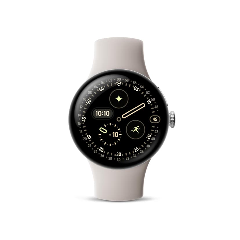 Google Pixel Watch 4 (41 mm) - Android smartwatch with Domed Display, Comprehensive Health and Fitness Tracking and Help from Gemini - Polished Silver Aluminium Case - Porcelain Active Band - Wi-Fi - 2