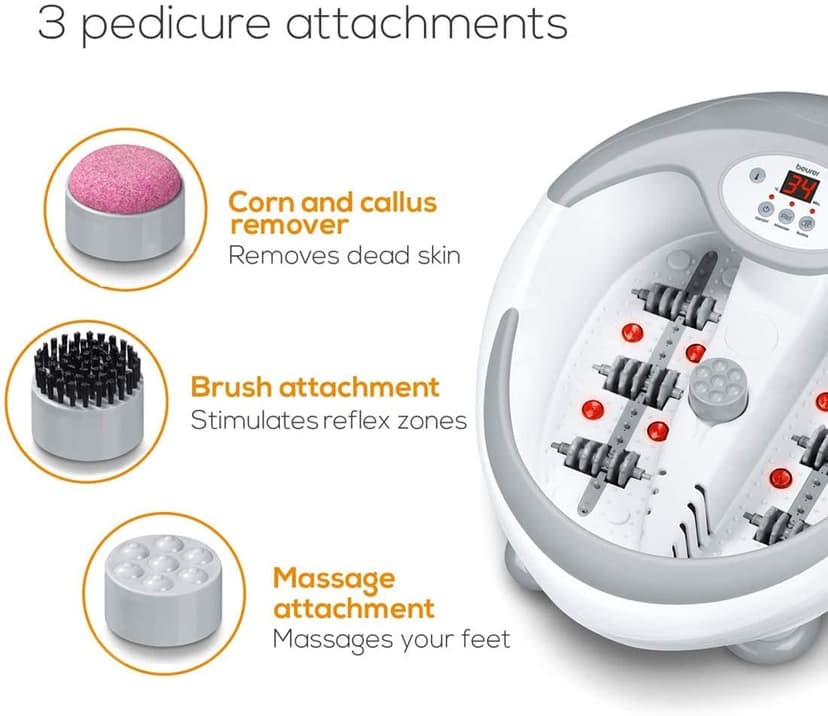 Beurer FB50 Bain de Pieds Relaxant, Balnéothérapie avec Accessoires de Pédicure, Chauffage de l'eau, Massage Vibrant à Bulles, Points de lumière Infrarouge et Thérapie par Champs Magnétiques - 2