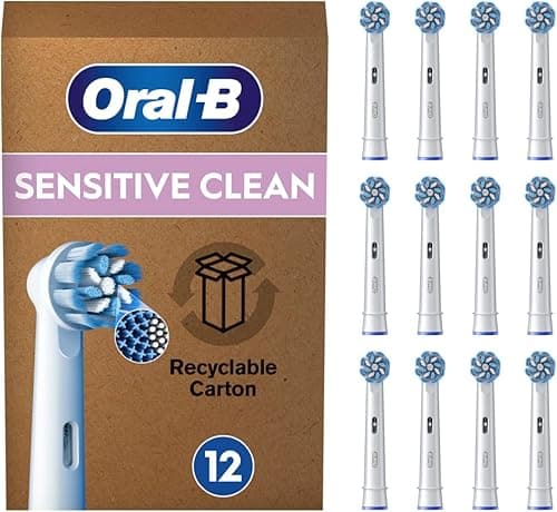 Oral-B Pro Sensitive Clean Original Electric Toothbrush Head, X-Shaped & Extra Soft Bristles for Gentle Brushing & Plaque Removal, Pack of 1 (12 Count) Toothbrush Heads, Suitable for Mailbox, White