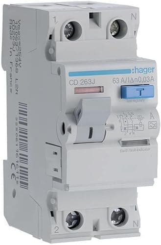 CD263J Hager Differential Switch 63A Type A 30mA Bipolar - Aligned Terminals