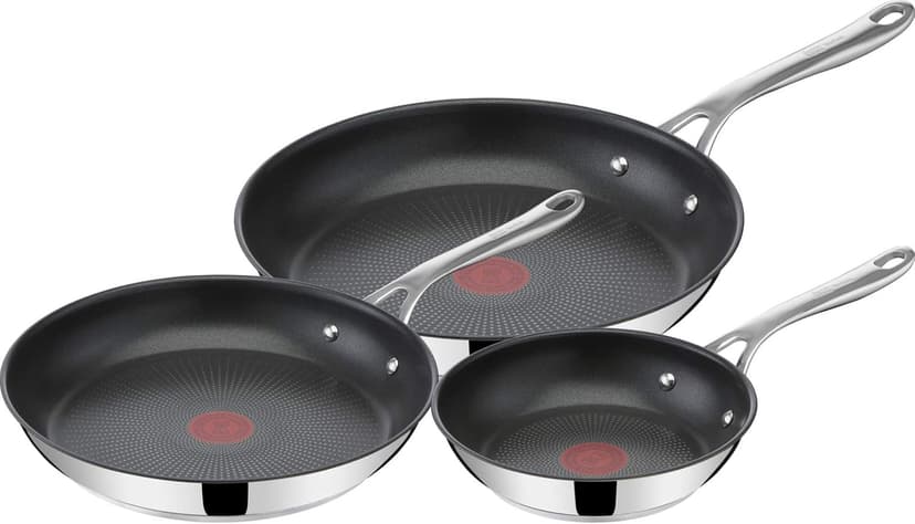 Tefal E304S344 Jamie Oliver Set x 3 Frying Pan, 20-24-28 cm, Stainless Steel - 1