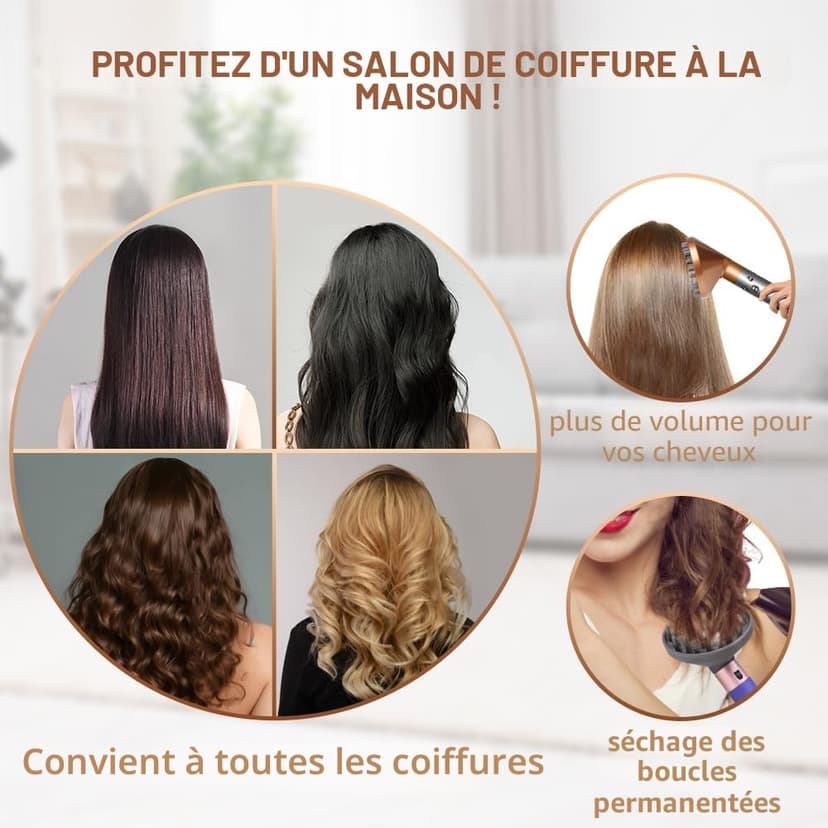 Diffuseur pour cheveux longs Dyson Airwrap - Accessoire pour sèche-cheveux - Pour cheveux ondulés et bouclés - Conversion pour cheveux bouclés (Doré) - 4