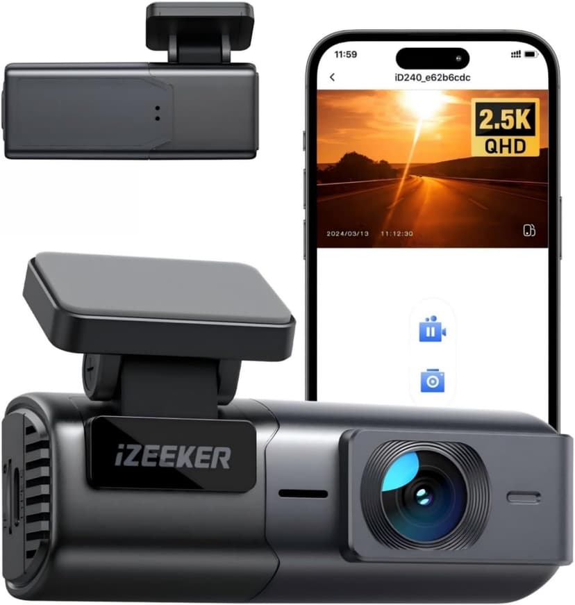 iZEEKER 1440P Dash Cam with WiFi, 2.5K QHD Dashcam, Mini Dash Camera with WDR, G-Sensor Emergency Recording, Loop Recording, 24H Parking Mode Supports, Voice Prompt - 1