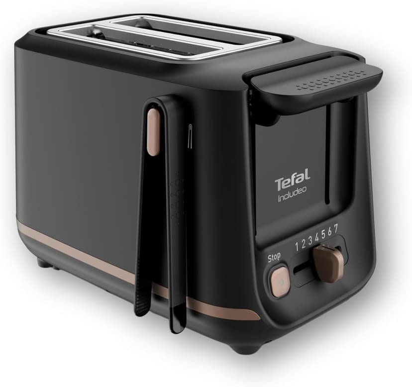 Tefal Includeo TT533811 Tostadora, 2 compartimentos, pinzas magnéticas, Tostador botones grandes, 7 niveles de tostado, bandeja recogemigas extraíble, palanca de extracción - 1