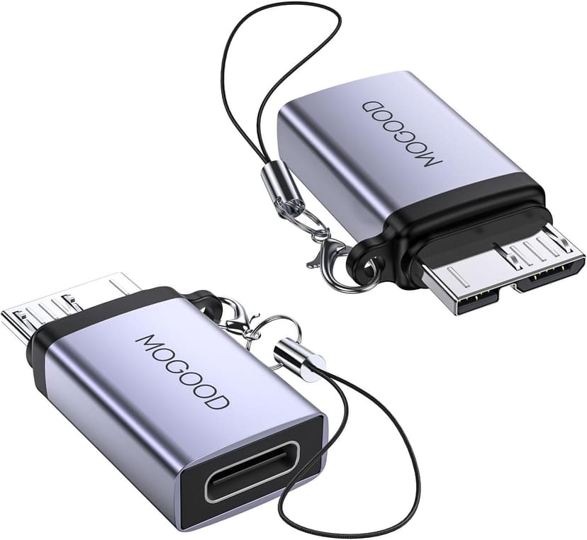 MOGOOD USB C Female to Micro B Data Charging Adapter, Micro B to USB C Data Charging Adapter for External Hard Drive, Digital Camera, Phone (2 Pack) - 1