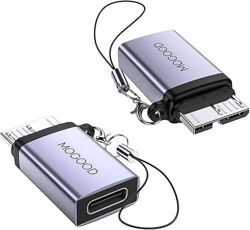 MOGOOD USB C Female to Micro B Data Charging Adapter, Micro B to USB C Data Charging Adapter for External Hard Drive, Digital Camera, Phone (2 Pack)