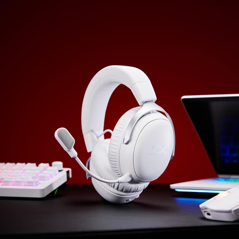 HyperX Cloud III S, Casque Gaming sans Fil, Bluetooth/2,4 GHz, PC/PS5/Xbox, jusqu'à 200h de Batterie, transducteurs 53 mm, DTS, Micro 10 mm, Blanc - 3
