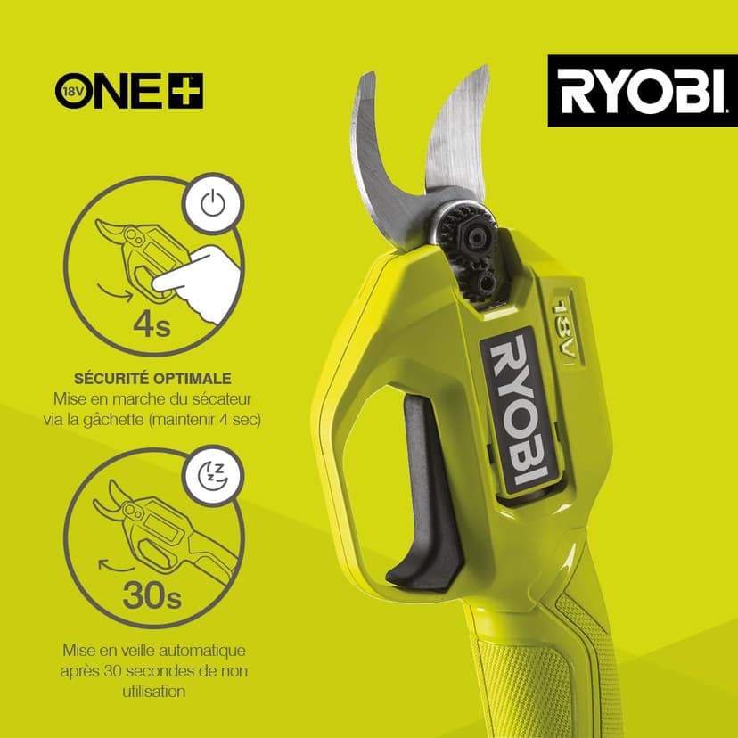 RYOBI - Sécateur Sans Fil 18V ONE+ RY18SCA-0 – Coupe Jusqu’à 25 mm, Lame Acier, Sécurité Active – Taille Facile Branches et Rosiers – Batterie Non Incluse - 6