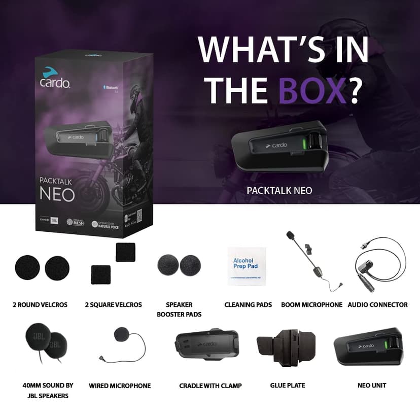 Cardo Homme Cardo Packtalk Neo Syst me d interphone de communication pour casque moto, Noir, Taille unique EU - 7