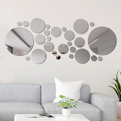 PosyLane 32 Pièces Miroirs Mural Autocollant, Rond Miroir…
