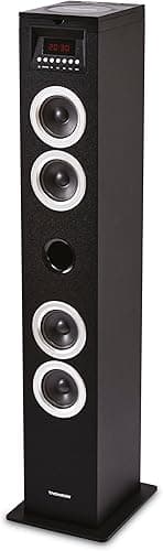 THOMSON Tour de Son Bluetooth avec Lecteur CD, Enceinte Colonne Hifi 60W, Radio FM, Port Aux et USB, MP3 et Affichage LED - Noir - DS120CD