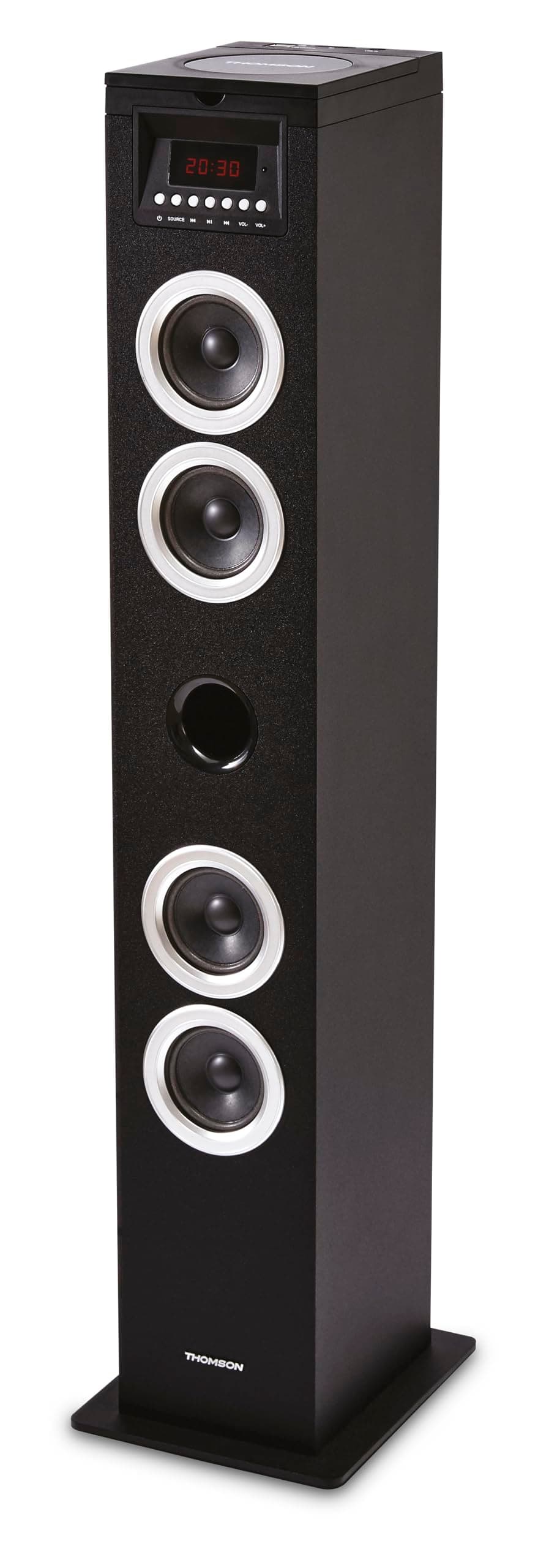THOMSON Tour de Son Bluetooth avec Lecteur CD, Enceinte Colonne Hifi 60W, Radio FM, Port Aux et USB, MP3 et Affichage LED - Noir - DS120CD