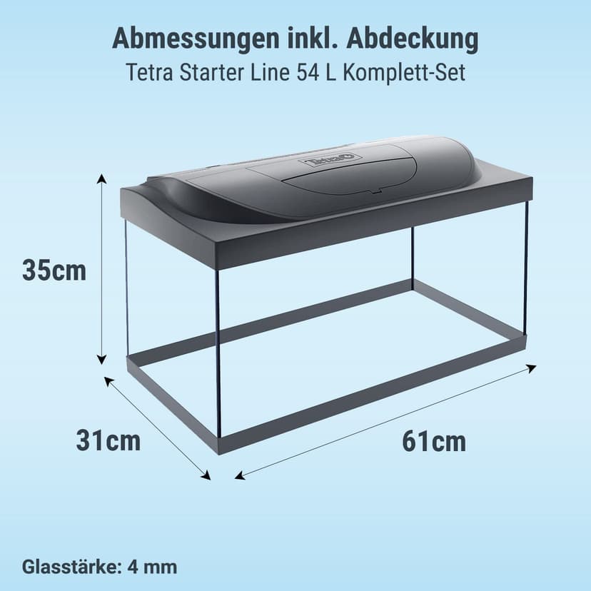 Tetra Starter Line LED – Aquarium Robuste Prêt à l’emploi - Pack complet : éclairage LED, filtre, cartouches, chauffage – Kit de démarrage : nourriture pour poissons, produit entretien de l’eau – 54 L - 3