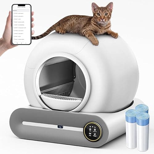 Litière pour chat, autonettoyante, pour chat, grande capacité, 65 L + 9L, type fermé/inodore, litière automatique pour chats, convient pour plusieurs chats (IT-A)