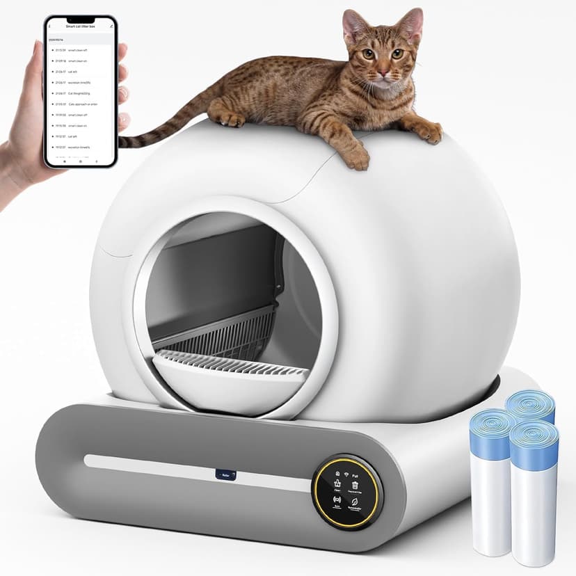 Self Cleaning Cat Litter Tray, Automatic Cat Litter Tray with App Control, Large Capacity, Self Cleaning Litter Box For Multiple Cats, Odourless, Safety Protection - 1