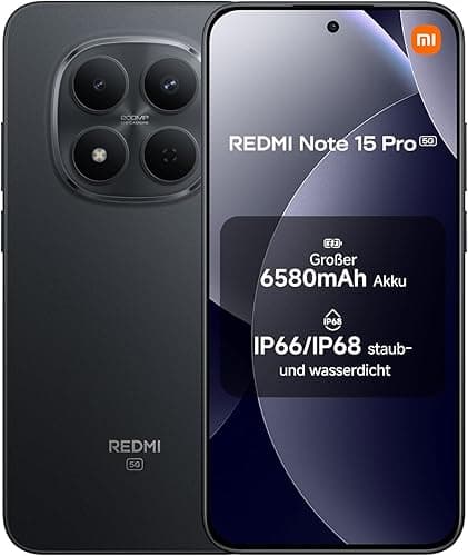 XIAOMI Redmi Note 15 Pro 5G, Smartphone 8+512 GB, Massive 6580mAh Battery, IP66/IP68, New 200MP Camera, 6.83" AMOLED Display, Black, Warranty 2 years, Charger Not Included