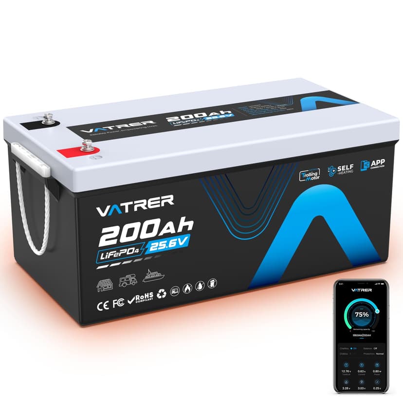 VATRER POWER 24V 200Ah Batterie Lithium LiFePO4 Auto-chau… - 1